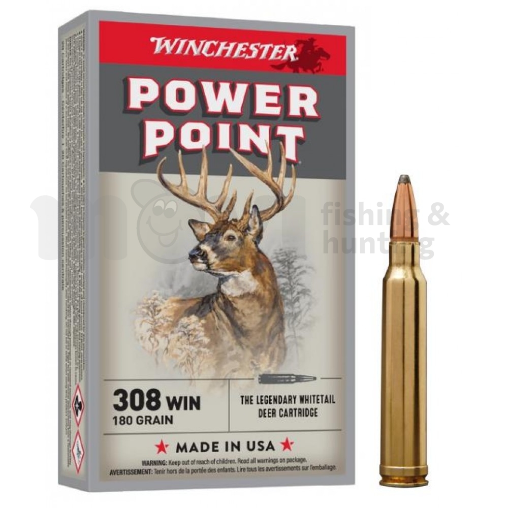 Winchester cal.308win. SP Power Point 11.7g/180gr | Нарезни патрони | Боеприпаси |