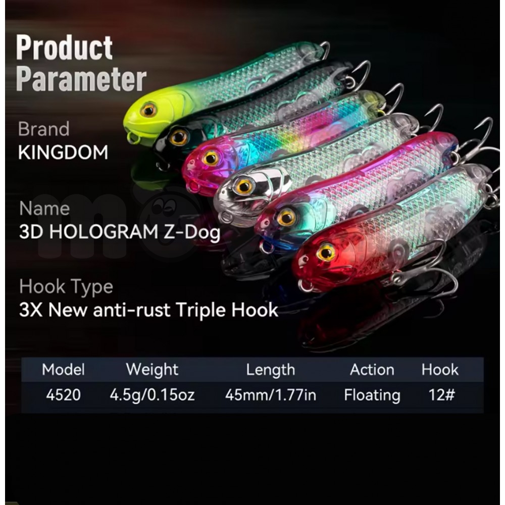 Воблер Kingdom 3D Hologram Z-Shot Topwater Fishing Lure 4.5g | Воблери | Примамки |