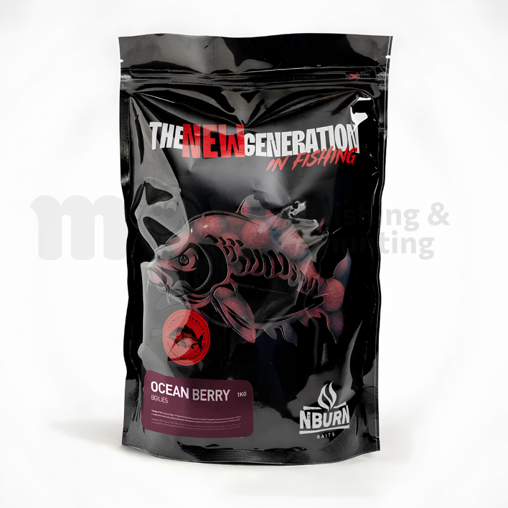 Протеинови топчета OCEAN BERRY 1KG - NBURN - бавни | Захранка за шаран | Риболов на шаран |